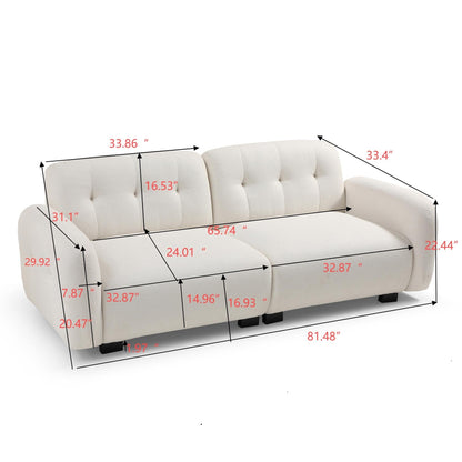 Modern 81.48 Teddy 3-seater Deep Seat Sofa with Wooden Legs and Upholstered for Living Room
