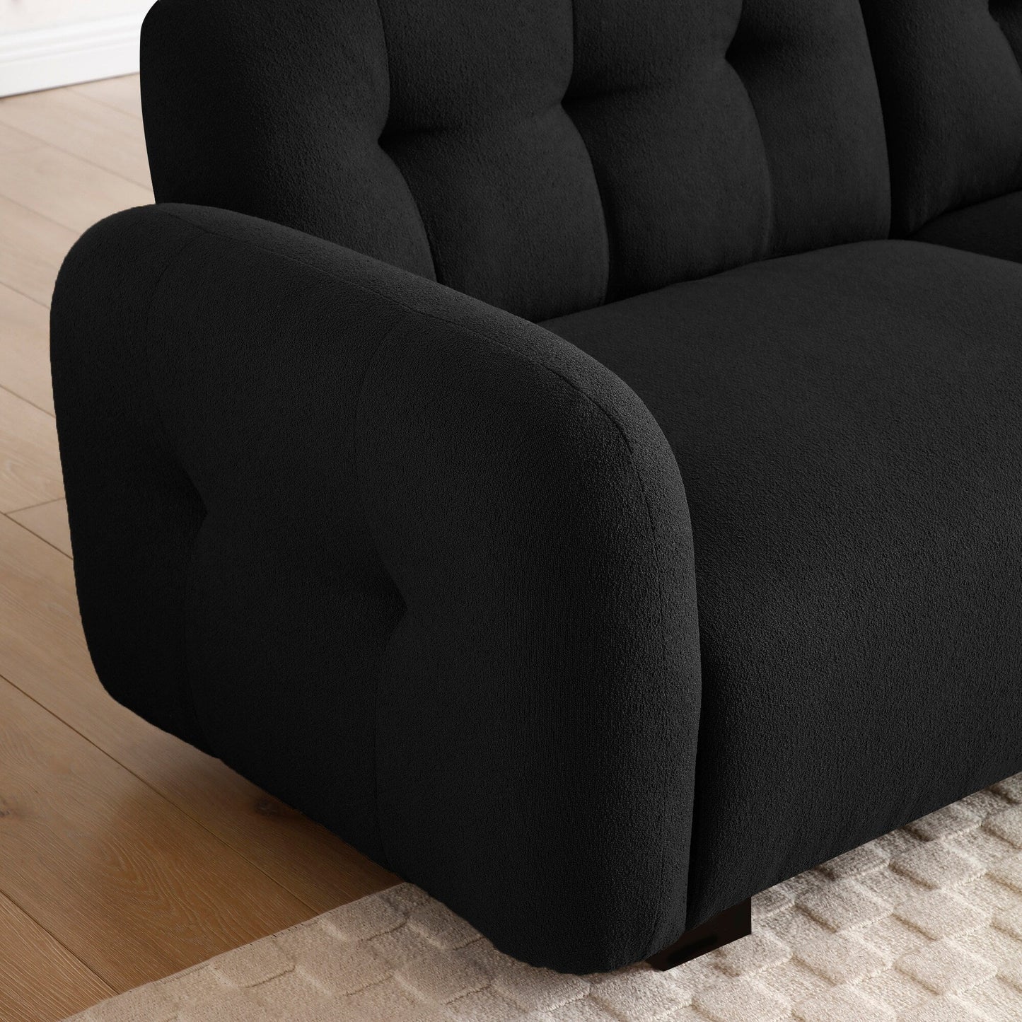 Modern 81.48 Teddy 3-seater Deep Seat Sofa with Wooden Legs and Upholstered for Living Room