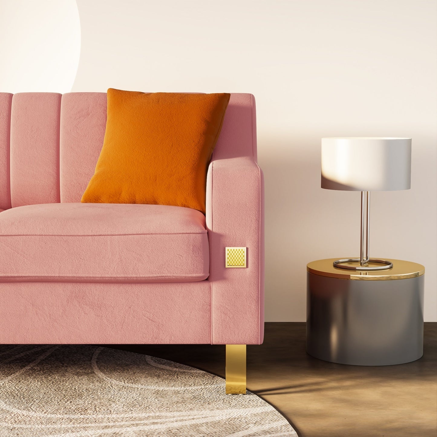 Modern 81.89 Velvet 3-seater Sofa with Gold Accents and Plush Cushions for Living Room
