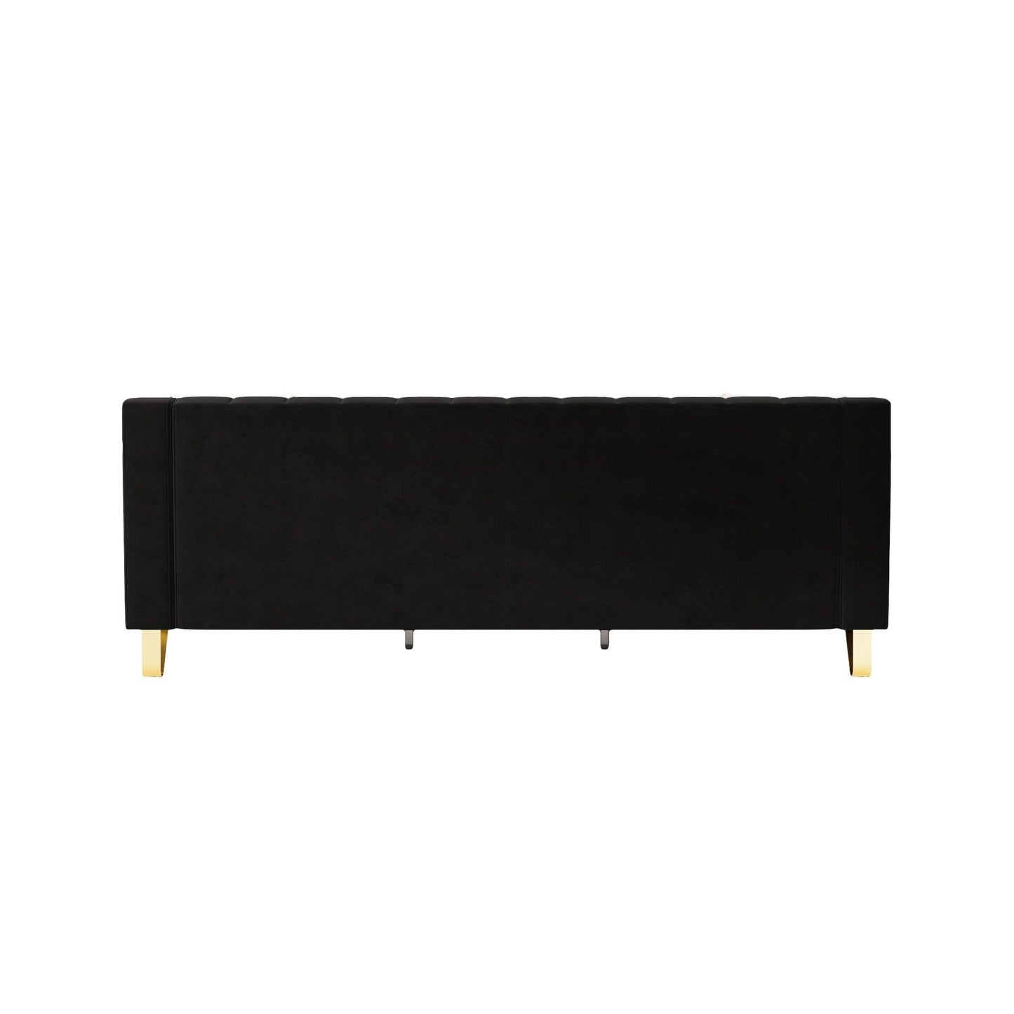 Modern 81.89 Velvet 3-seater Sofa with Gold Accents and Plush Cushions for Living Room