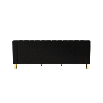 Modern 81.89 Velvet 3-seater Sofa with Gold Accents and Plush Cushions for Living Room