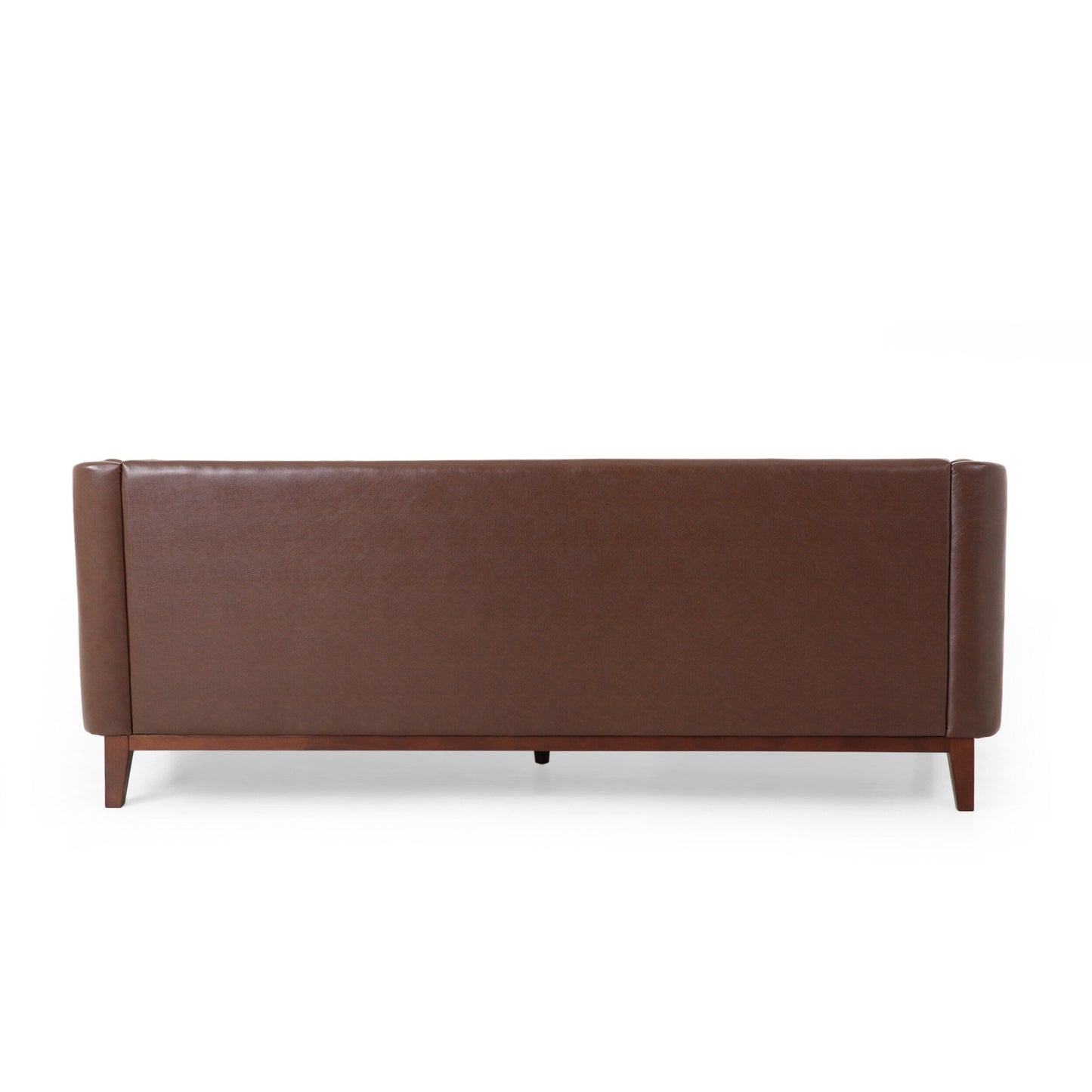 Modern 81 Faux Leather Button Tufted 3-seater Sofa with Wood Legs for Living Room