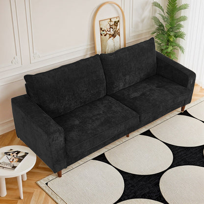 Modern 82 in. Square Arm Chenille Upholstered Rectangle Loveseat Sofa with USB Ports