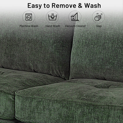 Modern 82 in. Square Arm Chenille Upholstered Rectangle Loveseat Sofa with USB Ports