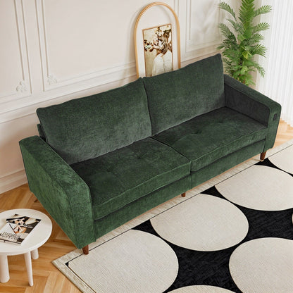 Modern 82 in. Square Arm Chenille Upholstered Rectangle Loveseat Sofa with USB Ports