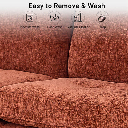 Modern 82 in. Square Arm Chenille Upholstered Rectangle Loveseat Sofa with USB Ports