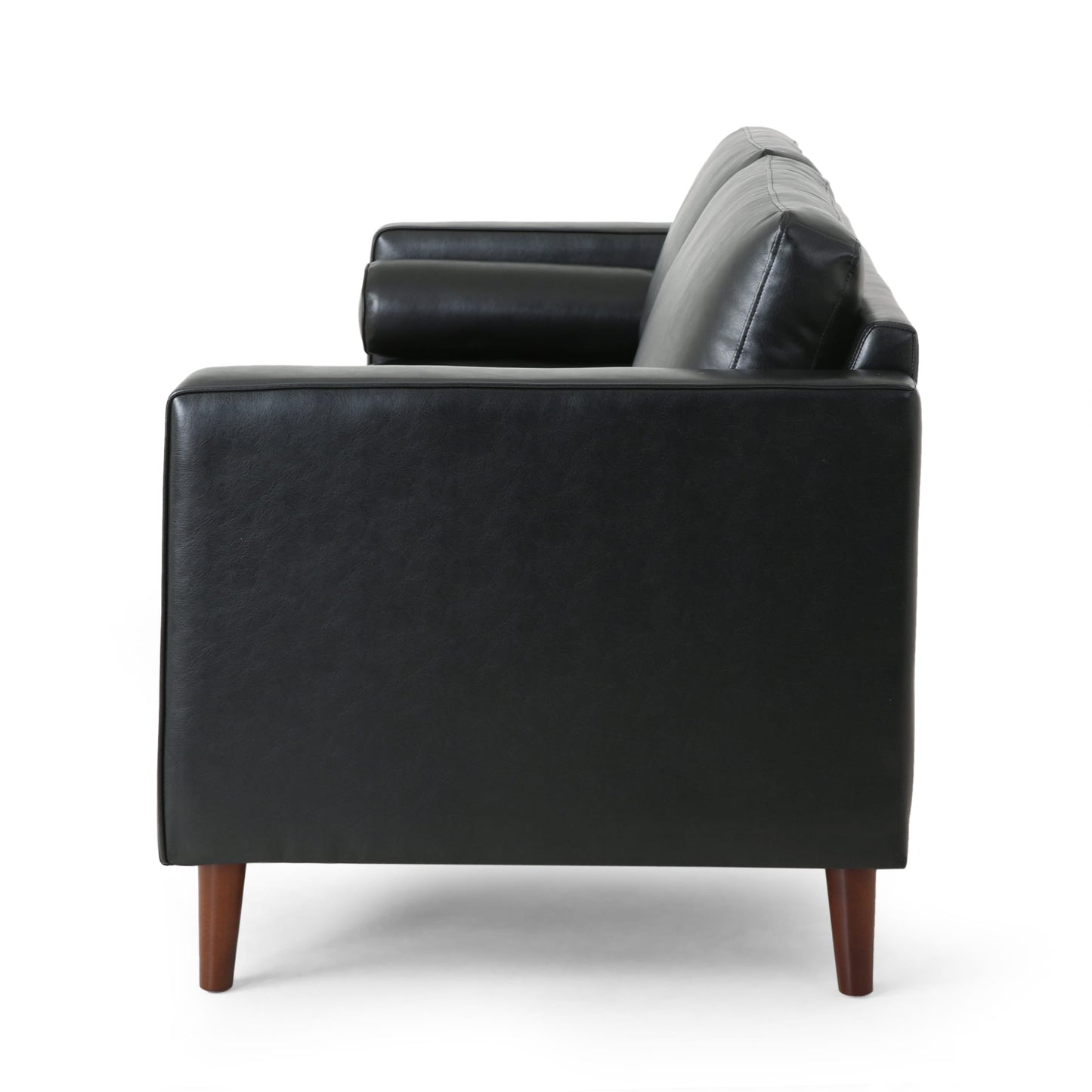 Modern 82.25 Faux Leather 3-Seater Sofa with Wood Legs