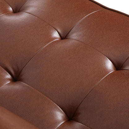 Modern 82.25 Faux Leather 3-Seater Sofa with Wood Legs