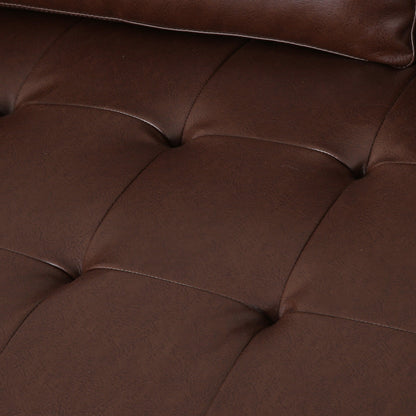 Modern 82.25 Faux Leather 3-Seater Sofa with Wood Legs