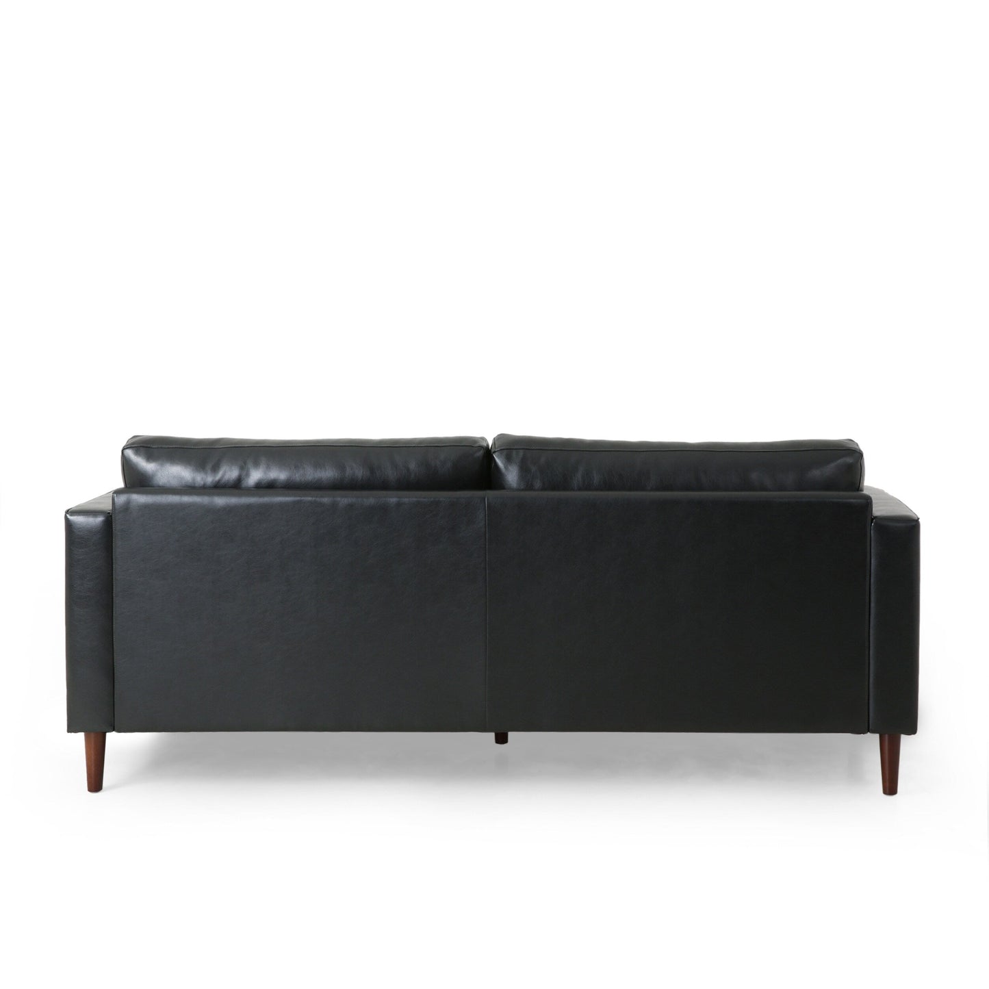 Modern 82.25 Faux Leather 3-Seater Sofa with Wood Legs