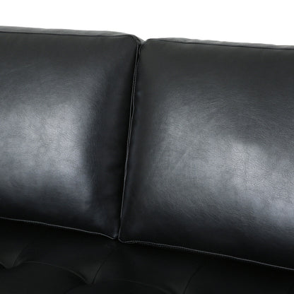Modern 82.25 Faux Leather 3-Seater Sofa with Wood Legs