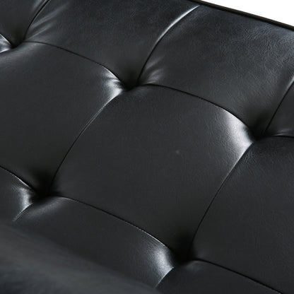 Modern 82.25 Faux Leather 3-Seater Sofa with Wood Legs
