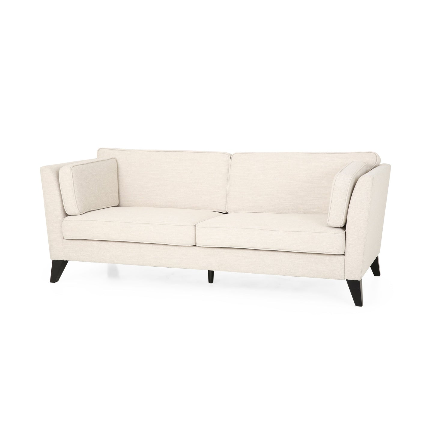 Modern 82.5 3-seater Sofa with Birch Wood Legs and Side Pillows for Living Room