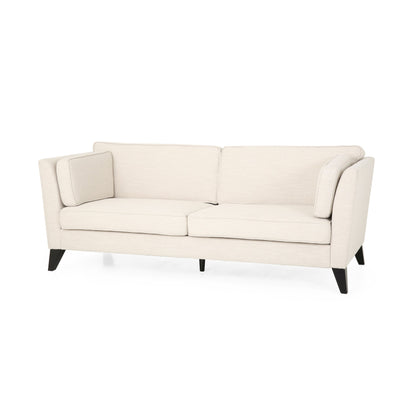 Modern 82.5 3-seater Sofa with Birch Wood Legs and Side Pillows for Living Room