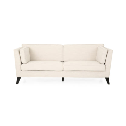 Modern 82.5 3-seater Sofa with Birch Wood Legs and Side Pillows for Living Room