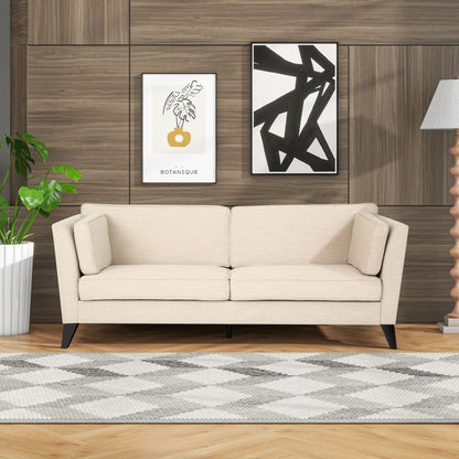 Modern 82.5 3-seater Sofa with Birch Wood Legs and Side Pillows for Living Room