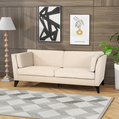 Modern 82.5 3-seater Sofa with Birch Wood Legs and Side Pillows for Living Room