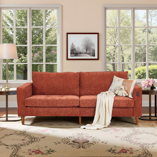 Modern 82.68  Chenille Upholstered Sofa Loveseat Sofa with USB Ports for Living Space