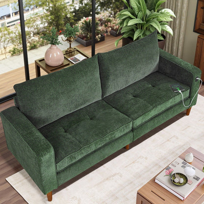 Modern 82.68  Chenille Upholstered Sofa Loveseat Sofa with USB Ports for Living Space
