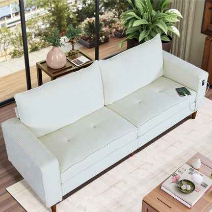 Modern 82.68  Chenille Upholstered Sofa Loveseat Sofa with USB Ports for Living Space