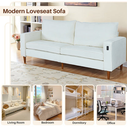 Modern 82.68  Chenille Upholstered Sofa Loveseat Sofa with USB Ports for Living Space