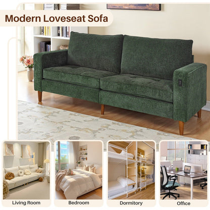 Modern 82.68  Chenille Upholstered Sofa Loveseat Sofa with USB Ports for Living Space