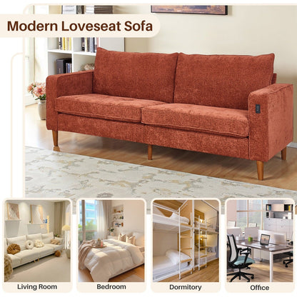 Modern 82.68  Chenille Upholstered Sofa Loveseat Sofa with USB Ports for Living Space