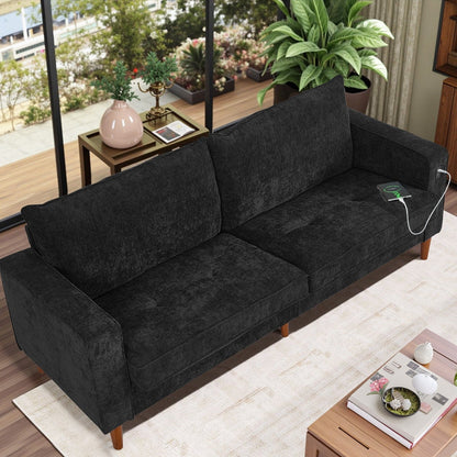 Modern 82.68  Chenille Upholstered Sofa Loveseat Sofa with USB Ports for Living Space