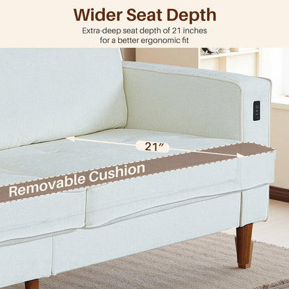Modern 82.68  Chenille Upholstered Sofa Loveseat Sofa with USB Ports for Living Space