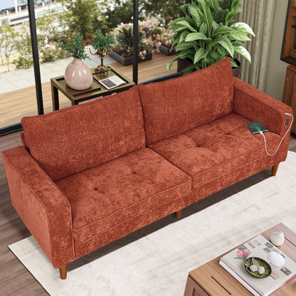 Modern 82.68  Chenille Upholstered Sofa Loveseat Sofa with USB Ports for Living Space