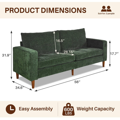 Modern 82.68  Chenille Upholstered Sofa Loveseat Sofa with USB Ports for Living Space