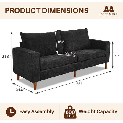 Modern 82.68  Chenille Upholstered Sofa Loveseat Sofa with USB Ports for Living Space