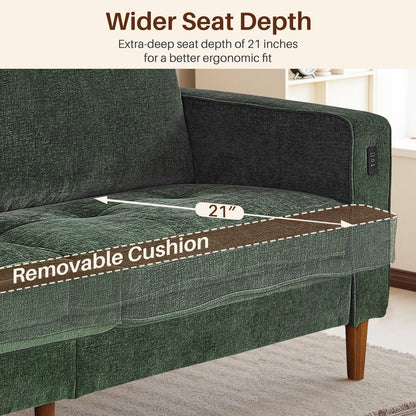 Modern 82.68  Chenille Upholstered Sofa Loveseat Sofa with USB Ports for Living Space
