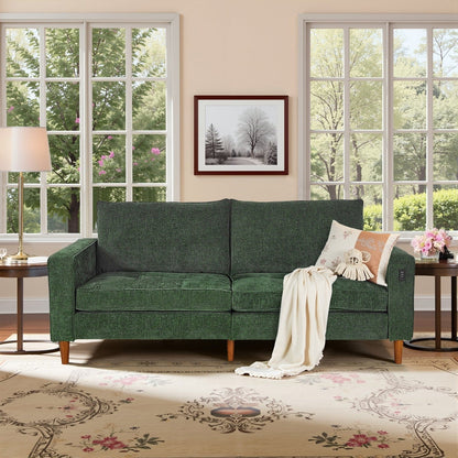 Modern 82.68  Chenille Upholstered Sofa Loveseat Sofa with USB Ports for Living Space
