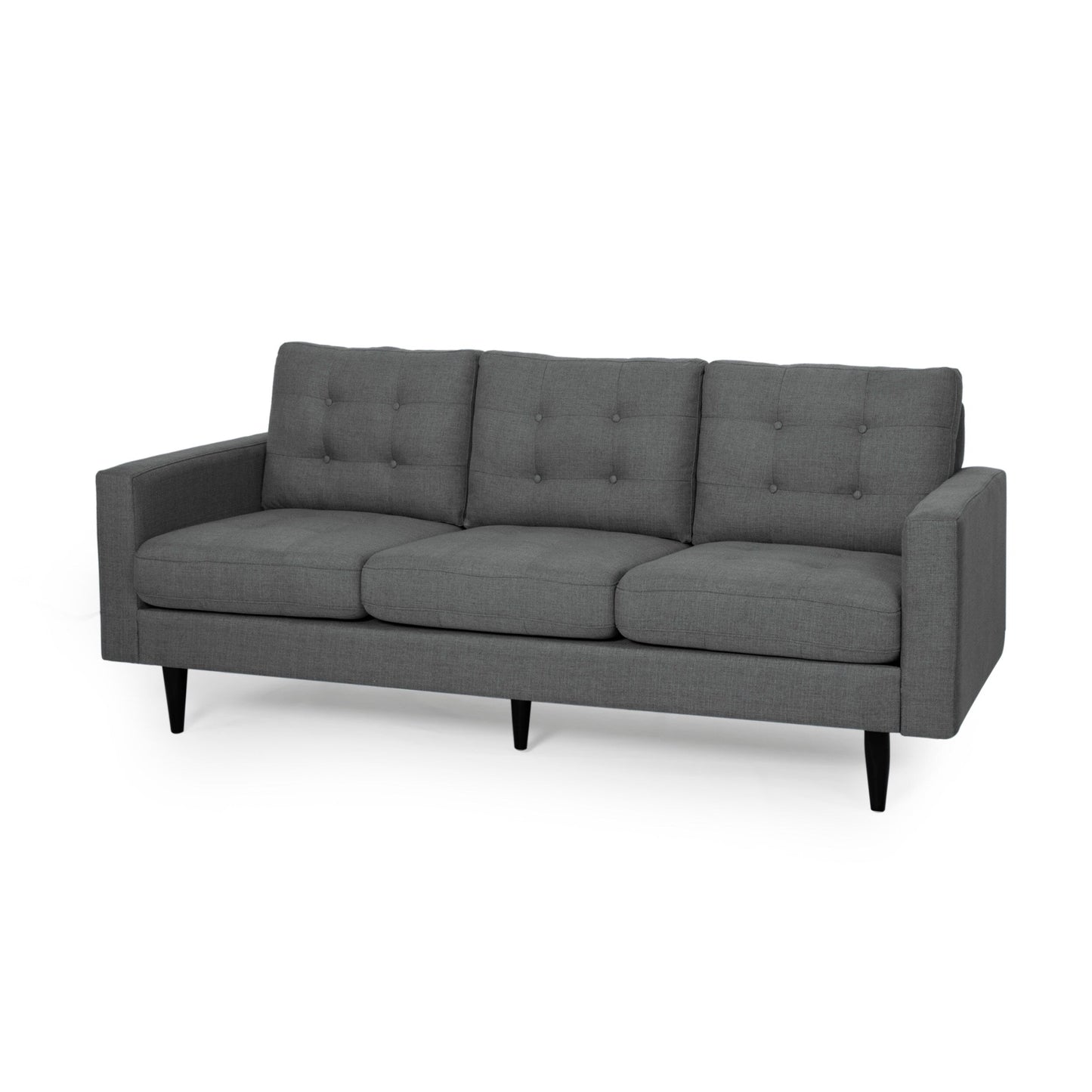 Modern 82.75 Button Tufted 3-seater Sofa with Birch Wood Legs for Living Room
