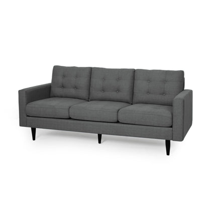 Modern 82.75 Button Tufted 3-seater Sofa with Birch Wood Legs for Living Room
