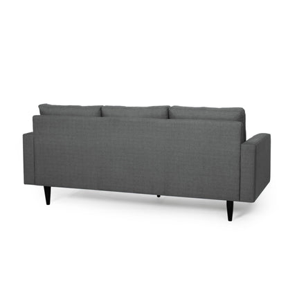Modern 82.75 Button Tufted 3-seater Sofa with Birch Wood Legs for Living Room