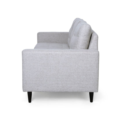 Modern 82.75 Button Tufted 3-seater Sofa with Birch Wood Legs for Living Room