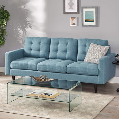 Modern 82.75 Button Tufted 3-seater Sofa with Birch Wood Legs for Living Room