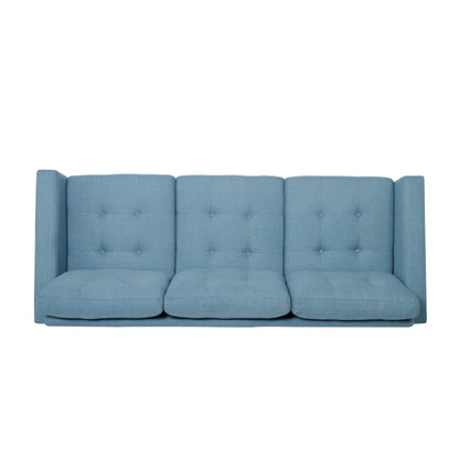 Modern 82.75 Button Tufted 3-seater Sofa with Birch Wood Legs for Living Room