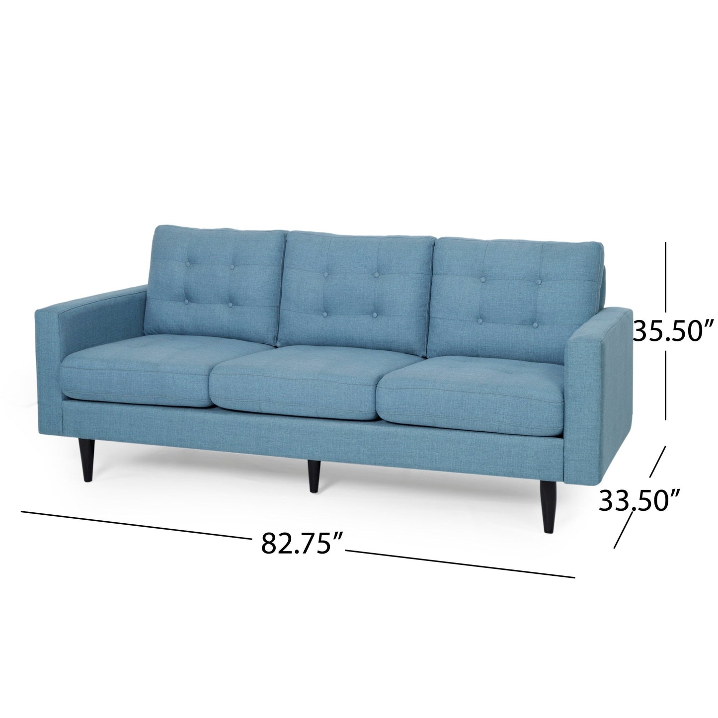 Modern 82.75 Button Tufted 3-seater Sofa with Birch Wood Legs for Living Room
