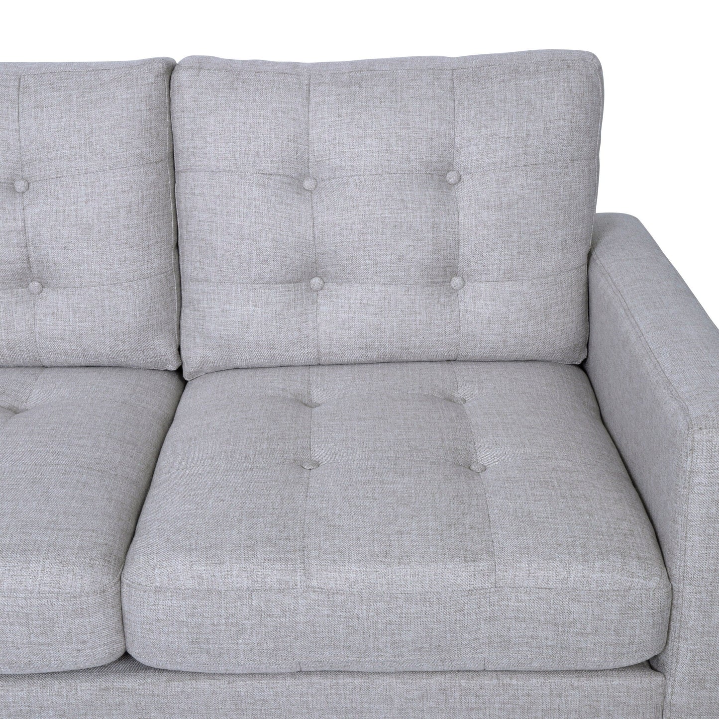 Modern 82.75 Button Tufted 3-seater Sofa with Birch Wood Legs for Living Room