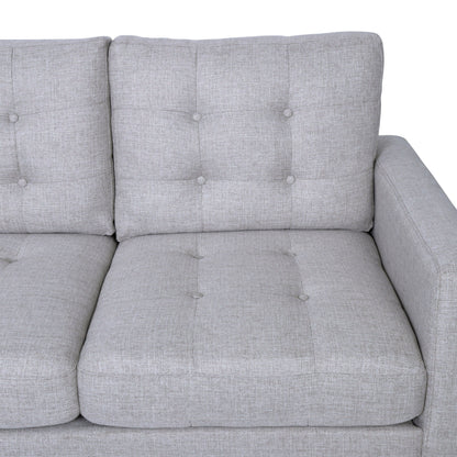 Modern 82.75 Button Tufted 3-seater Sofa with Birch Wood Legs for Living Room