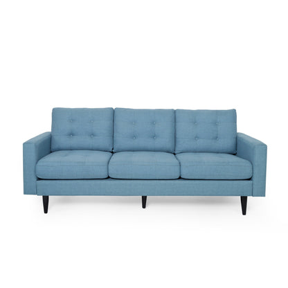Modern 82.75 Button Tufted 3-seater Sofa with Birch Wood Legs for Living Room