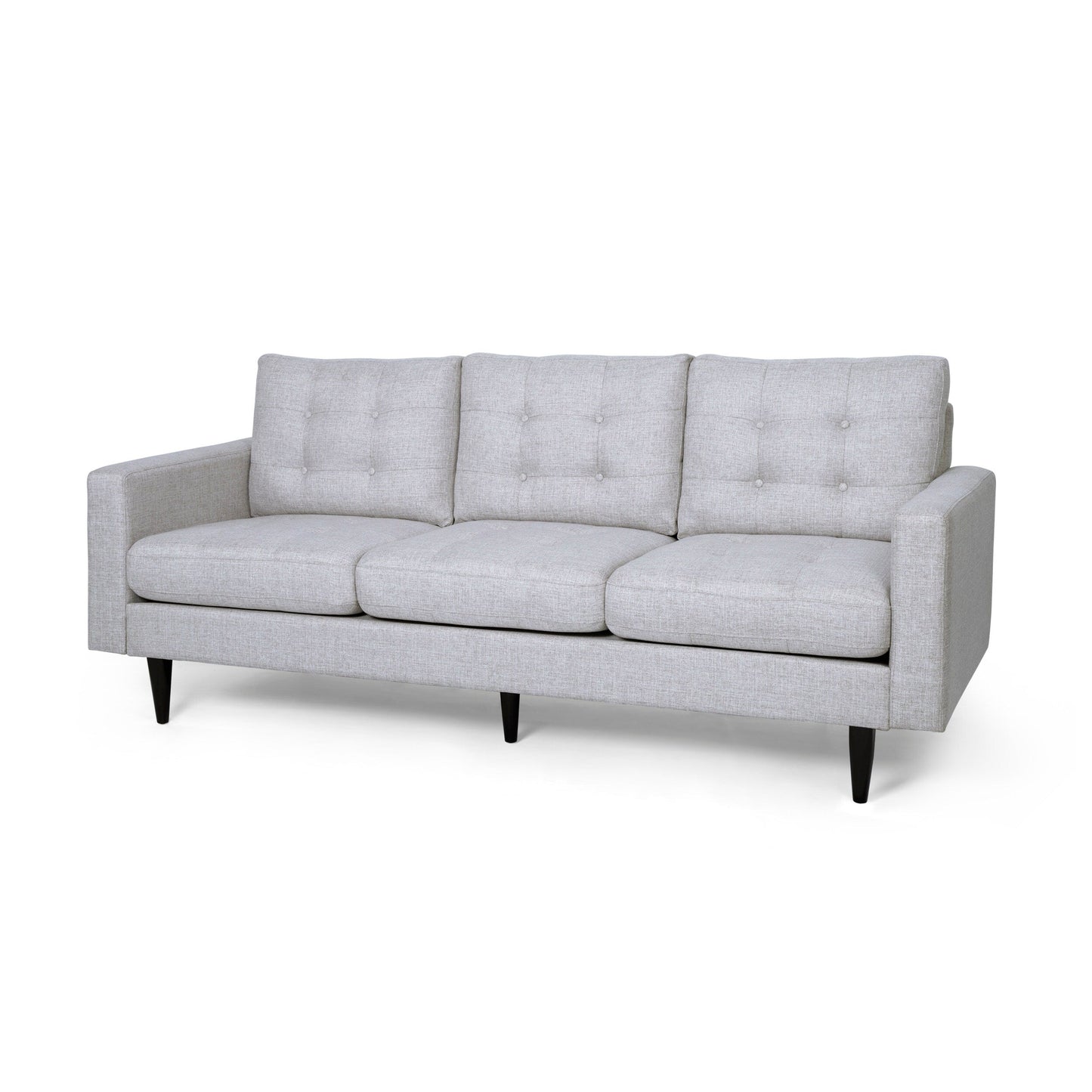 Modern 82.75 Button Tufted 3-seater Sofa with Birch Wood Legs for Living Room