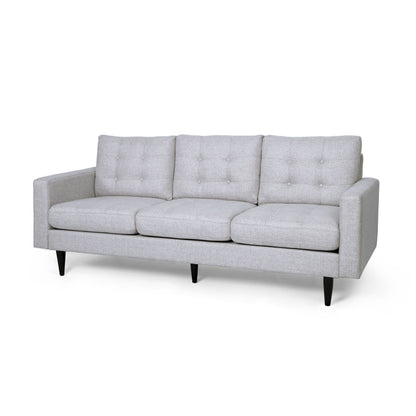 Modern 82.75 Button Tufted 3-seater Sofa with Birch Wood Legs for Living Room