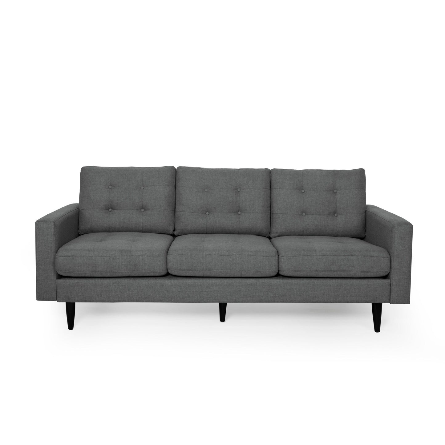 Modern 82.75 Button Tufted 3-seater Sofa with Birch Wood Legs for Living Room
