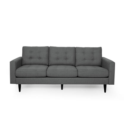 Modern 82.75 Button Tufted 3-seater Sofa with Birch Wood Legs for Living Room