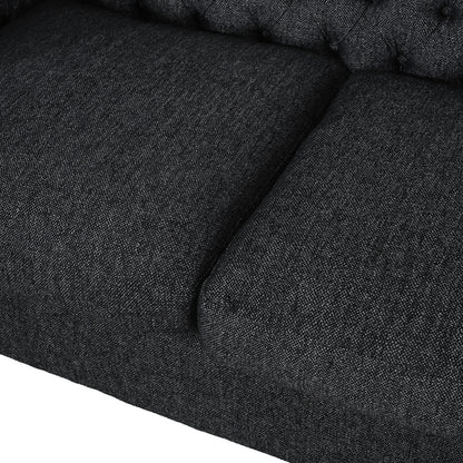 Modern 83.25 Button Tufted 3-seater Sofa with Wood Legs for Living Room