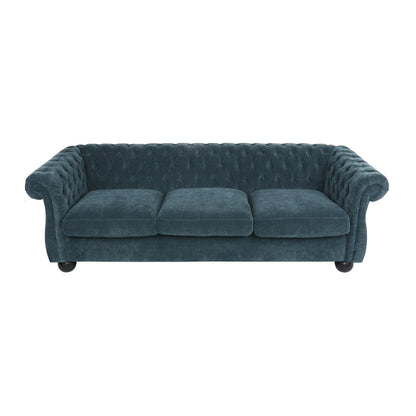 Modern 83.25 Button Tufted 3-seater Sofa with Wood Legs for Living Room